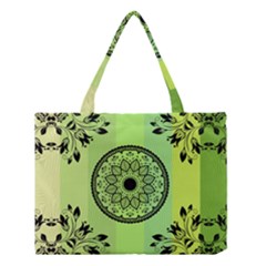 Green Grid Cute Flower Mandala Medium Tote Bag by Magicworlddreamarts1