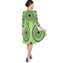 Green Grid Cute Flower Mandala Quarter Sleeve Waist Band Dress View2