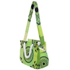 Green Grid Cute Flower Mandala Rope Handles Shoulder Strap Bag