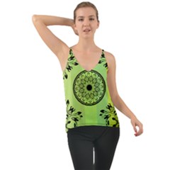 Green Grid Cute Flower Mandala Chiffon Cami