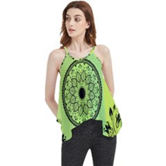 Green Grid Cute Flower Mandala Flowy Camisole Tank Top