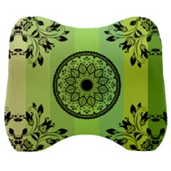 Green Grid Cute Flower Mandala Velour Head Support Cushion