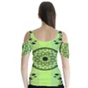 Green Grid Cute Flower Mandala Butterfly Sleeve Cutout Tee  View2