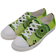 Green Grid Cute Flower Mandala Men s Low Top Canvas Sneakers by Magicworlddreamarts1