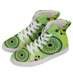 Green Grid Cute Flower Mandala Women s Hi-Top Skate Sneakers