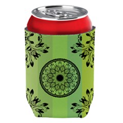 Green Grid Cute Flower Mandala Can Holder