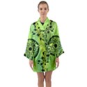 Green Grid Cute Flower Mandala Long Sleeve Satin Kimono View1