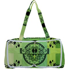 Green Grid Cute Flower Mandala Multi Function Bag