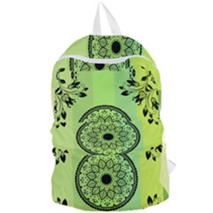 Green Grid Cute Flower Mandala Foldable Lightweight Backpack