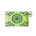 Green Grid Cute Flower Mandala Canvas Cosmetic Bag (Small) View2