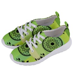 Green Grid Cute Flower Mandala Women s Lightweight Sports Shoes