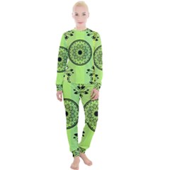 Green Grid Cute Flower Mandala Women s Lounge Set by Magicworlddreamarts1