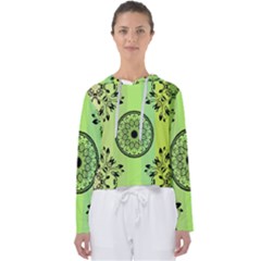 Green Grid Cute Flower Mandala Women s Slouchy Sweat