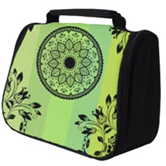 Green Grid Cute Flower Mandala Full Print Travel Pouch (big)