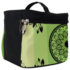 Green Grid Cute Flower Mandala Make Up Travel Bag (big)