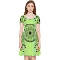 Green Grid Cute Flower Mandala Inside Out Cap Sleeve Dress View1