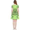 Green Grid Cute Flower Mandala Inside Out Cap Sleeve Dress View4