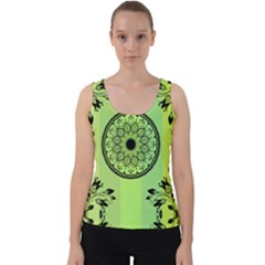 Green Grid Cute Flower Mandala Velvet Tank Top by Magicworlddreamarts1