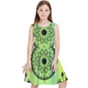 Green Grid Cute Flower Mandala Kids  Skater Dress View1