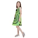 Green Grid Cute Flower Mandala Kids  Skater Dress View2