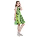 Green Grid Cute Flower Mandala Kids  Skater Dress View3