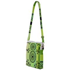 Green Grid Cute Flower Mandala Multi Function Travel Bag