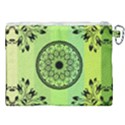 Green Grid Cute Flower Mandala Canvas Cosmetic Bag (XXL) View2