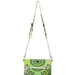 Green Grid Cute Flower Mandala Mini Crossbody Handbag by Magicworlddreamarts1