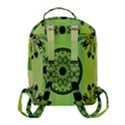 Green Grid Cute Flower Mandala Flap Pocket Backpack (Small) View3