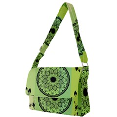 Green Grid Cute Flower Mandala Full Print Messenger Bag (s) by Magicworlddreamarts1