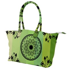 Green Grid Cute Flower Mandala Canvas Shoulder Bag by Magicworlddreamarts1