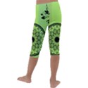 Green Grid Cute Flower Mandala Kids  Lightweight Velour Capri Leggings  View4