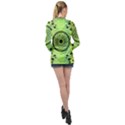 Green Grid Cute Flower Mandala Long Sleeve Satin Shirt View2