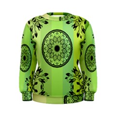 Green Grid Cute Flower Mandala Women s Sweatshirt