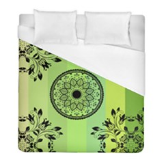 Green Grid Cute Flower Mandala Duvet Cover (full/ Double Size) by Magicworlddreamarts1