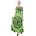 Green Grid Cute Flower Mandala Half Sleeves Maxi Dress View1