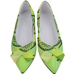 Green Grid Cute Flower Mandala Women s Bow Heels