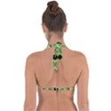 Green Grid Cute Flower Mandala Halter Neck Bikini Top View2