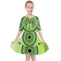 Green Grid Cute Flower Mandala Kids  All Frills Chiffon Dress View1