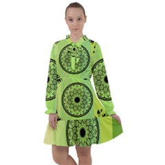 Green Grid Cute Flower Mandala All Frills Chiffon Dress by Magicworlddreamarts1