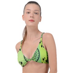 Green Grid Cute Flower Mandala Knot Up Bikini Top