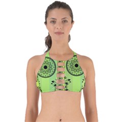 Green Grid Cute Flower Mandala Perfectly Cut Out Bikini Top