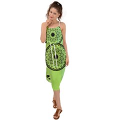 Green Grid Cute Flower Mandala Waist Tie Cover Up Chiffon Dress