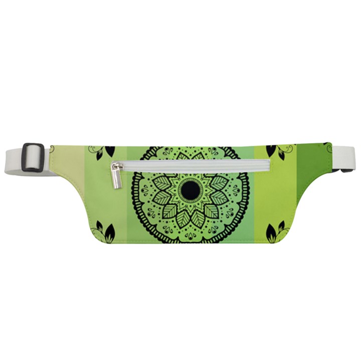 Green Grid Cute Flower Mandala Active Waist Bag