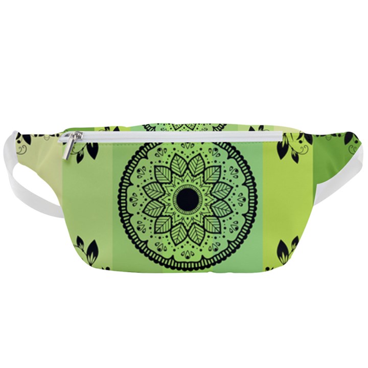 Green Grid Cute Flower Mandala Waist Bag 