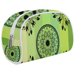 Green Grid Cute Flower Mandala Make Up Case (Medium)