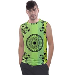 Green Grid Cute Flower Mandala Men s Regular Tank Top