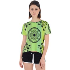 Green Grid Cute Flower Mandala Open Back Sport Tee by Magicworlddreamarts1