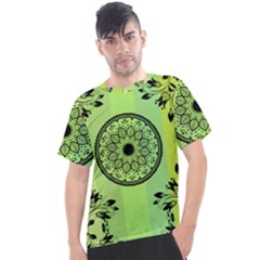 Green Grid Cute Flower Mandala Men s Sport Top