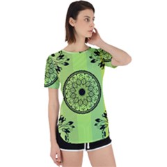 Green Grid Cute Flower Mandala Perpetual Short Sleeve T-shirt